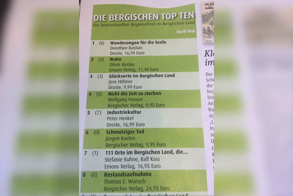 Top Seller Liste im Bergischen Boten